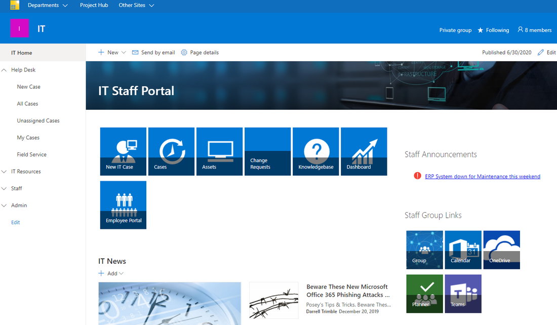 screenshot of SP IT Helpdesk